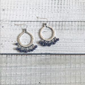Bohemian Slate Purple Hammered Silver Earrings NWT